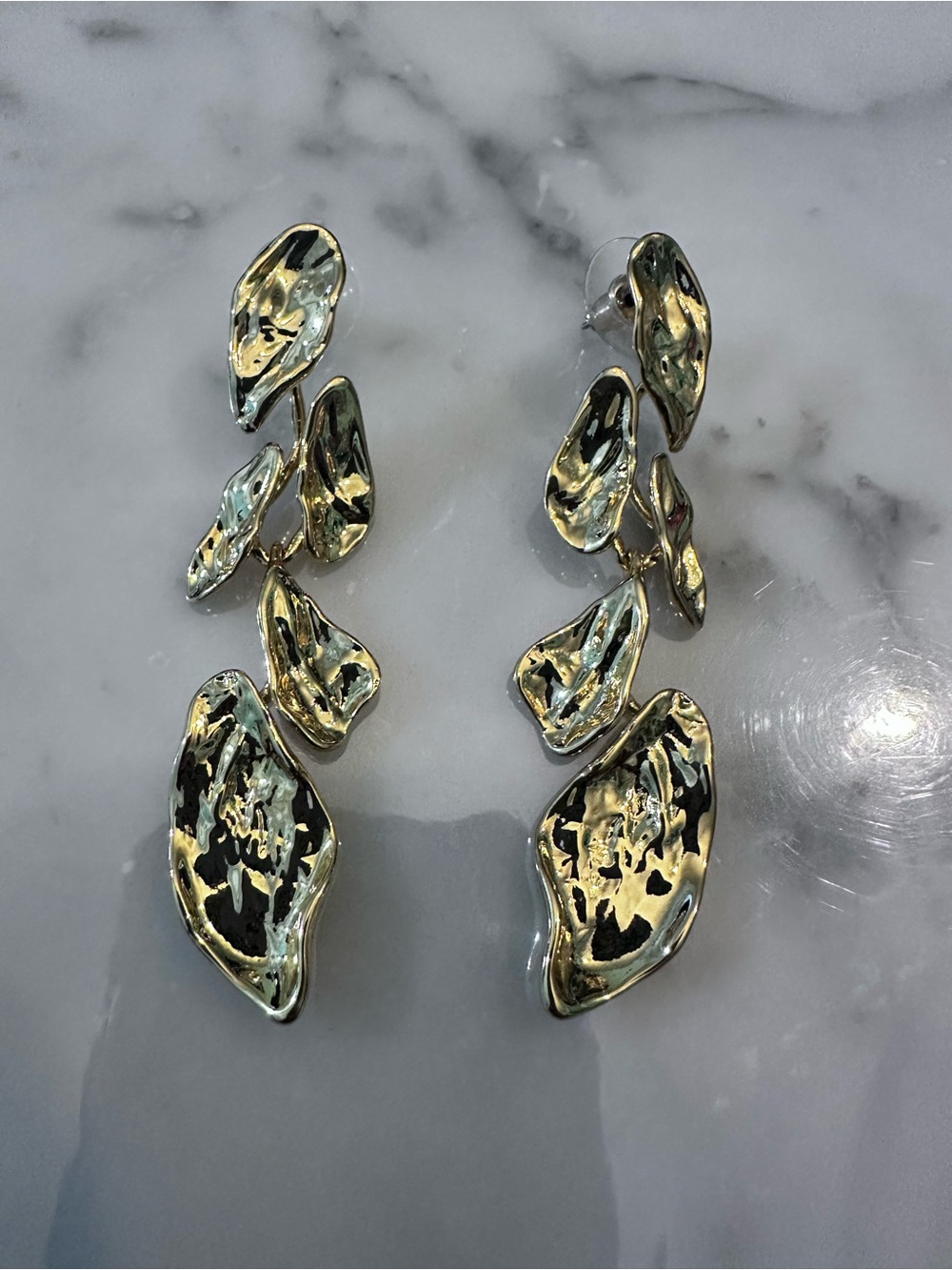 Gold Abstract Statement Drop Earrings